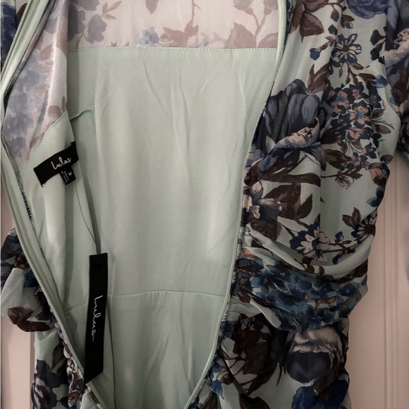 Lulu's NWT Floral Ruched Mock Neck Midi Dress - Picture 7 of 9